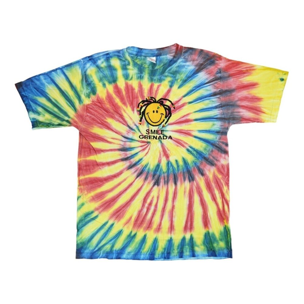 Island Tees Smile Grenada‎ T-Shirt Sz XL Tie Dye Embroidered